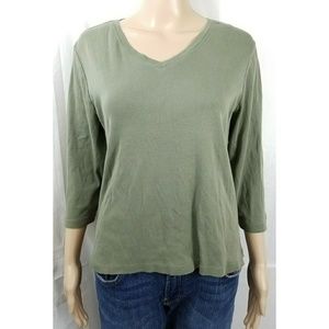 Chicos size 2 Large Green V-neck Long Sleeve Top